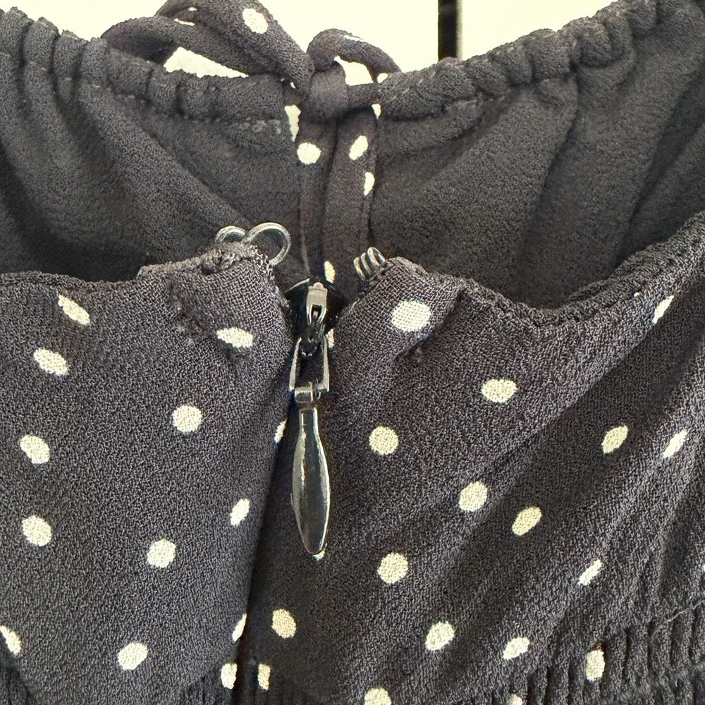 Reformation‎ Fraise Polka Dot Mini Dress Black Tie Front Slip Dress Women's 4 - Picture 8 of 16